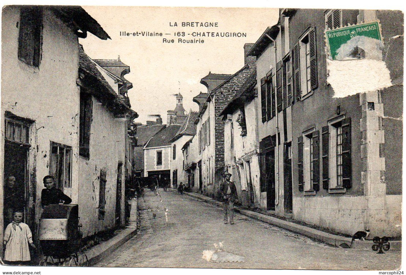 ILLE & VILAINE - Dépt N° 35 = CHATEAUGIRON = CPA écrite 1916 = RUE ROUAIRIE - Châteaugiron