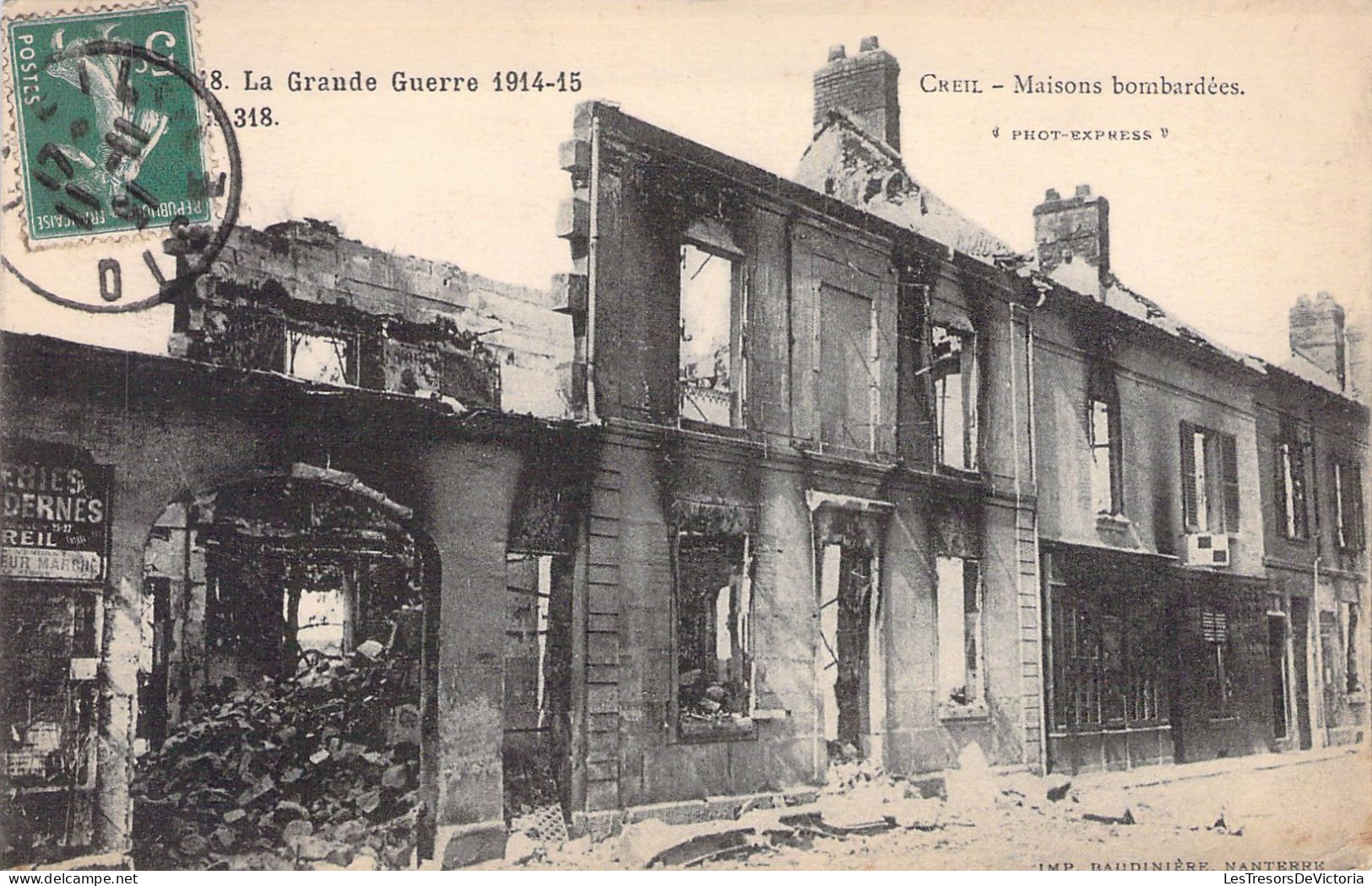 CPA - France - 60 - CREIL - Maisons Bombardées - Guerre 1914 - MILITARIA - Creil