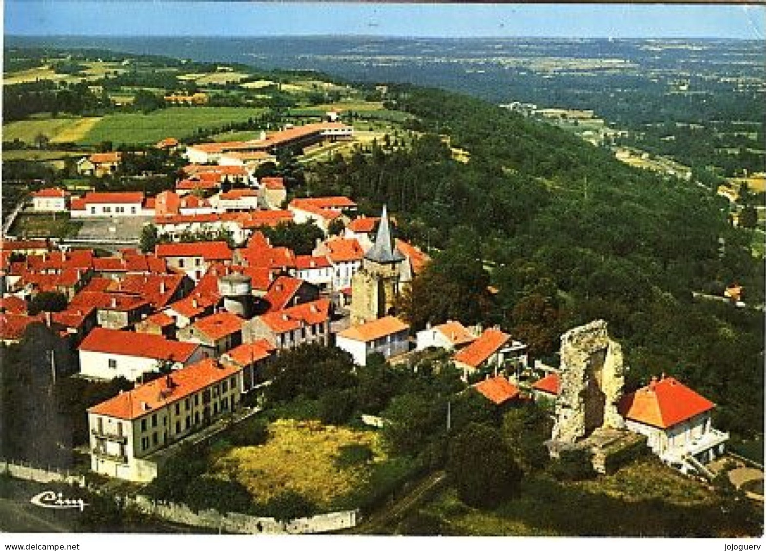 Castelnau Rivière Basse Vue Générale Aérienne Gros Plan Sur Le Donjon ( Ruines ,  église ? écrite En 1975 - Castelnau Riviere Basse