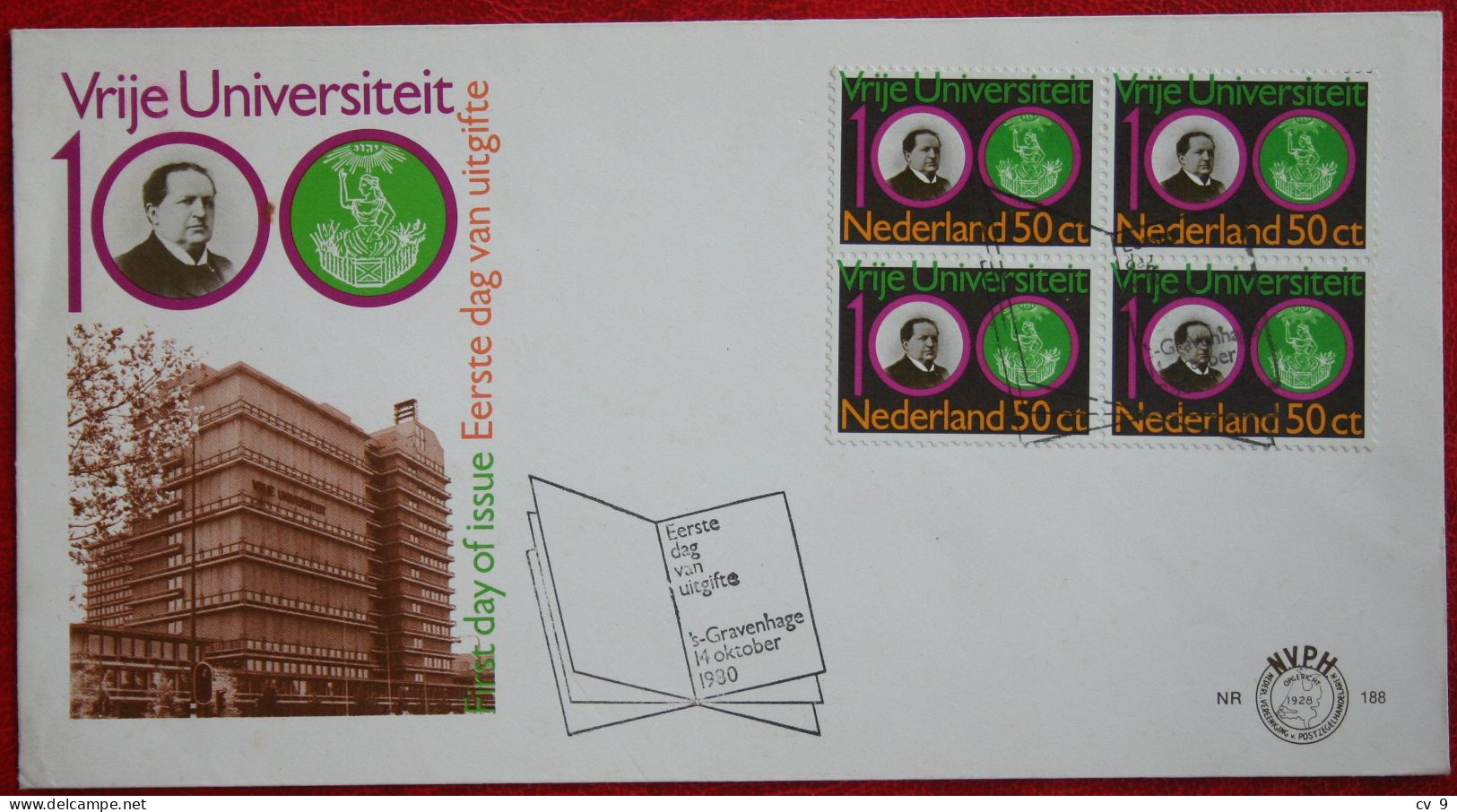 FDC Vrije Universiteit Amsterdam A Kuyper NVPH Nr. 188; Michel Nr 1170; 1980 NEDERLAND / NIEDERLANDE / NETHERLANDS - FDC
