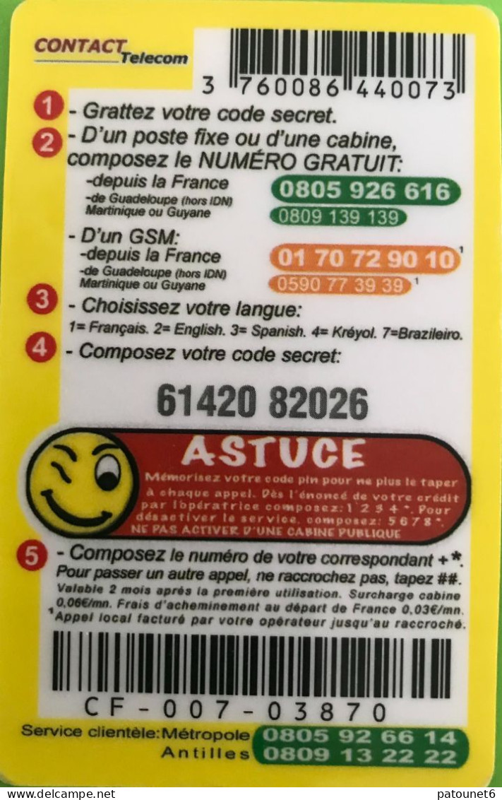 ANTILLES FRANCAISES  -   Collector Kassav  -  CONTACT Telecom  -  10 E. - Antilles (French)