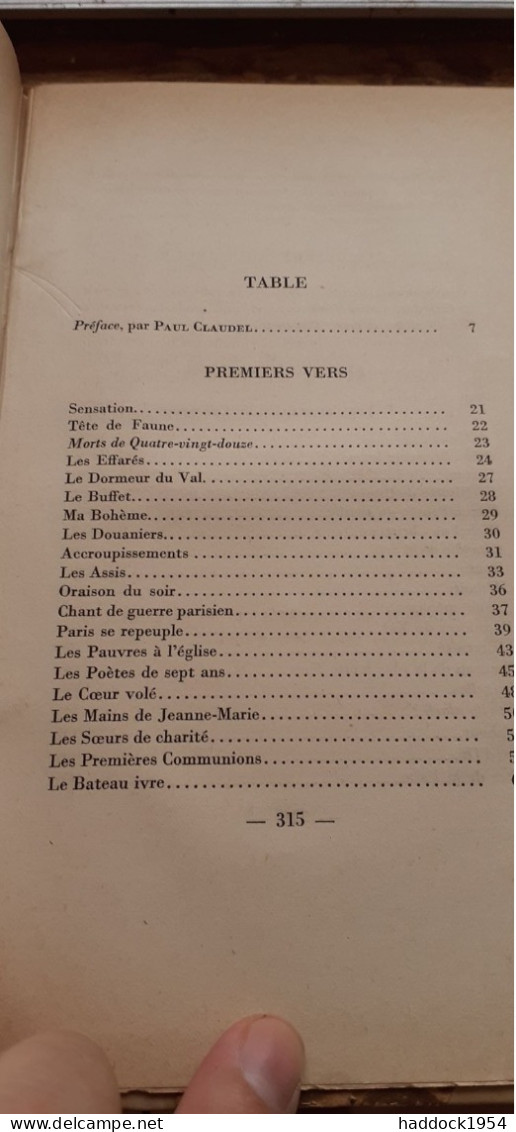 Poémes Retrouvés Vers Et Proses ARTHUR RIMBAUD Mercure De France 1945 - Franse Schrijvers