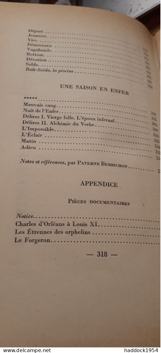 poémes retrouvés vers et proses ARTHUR RIMBAUD mercure de france 1945