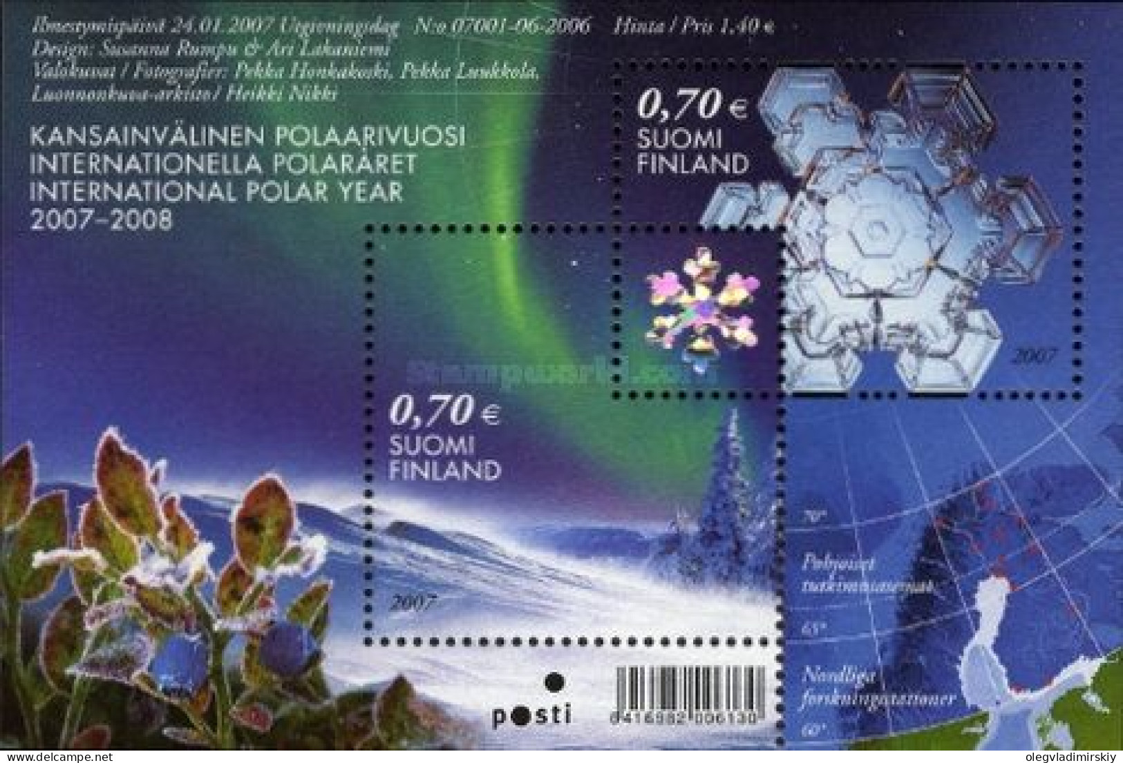 Finland Finnland Finlande 2007 International Polar Year IPY Block Mint - International Polar Year
