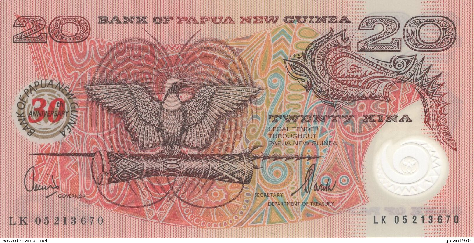 PAPUA NEW GUINEA 20 Kina 2005 UNC, P-27 Polymer 30th Commemorative - Papouasie-Nouvelle-Guinée