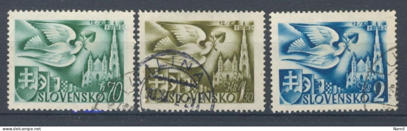 Slovaquie 1942 Mi 102-4 (Yv 74-6), Obliteré - Gebraucht