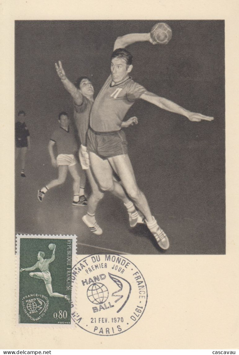 Carte  Maximum  1er  Jour    FRANCE    Championnat  Du  Monde  De  HAND BALL  PARIS   1970 - Handbal