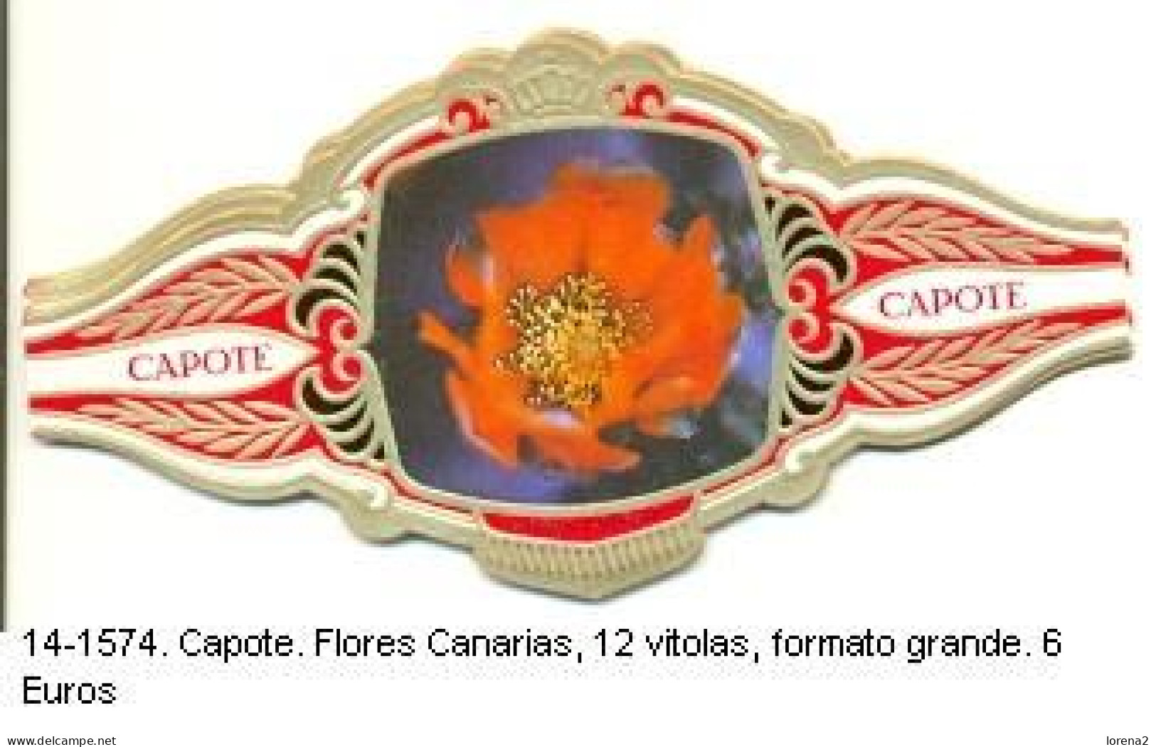 Vitolas Capote. Flores Canarias. 14-1574 - Bagues De Cigares