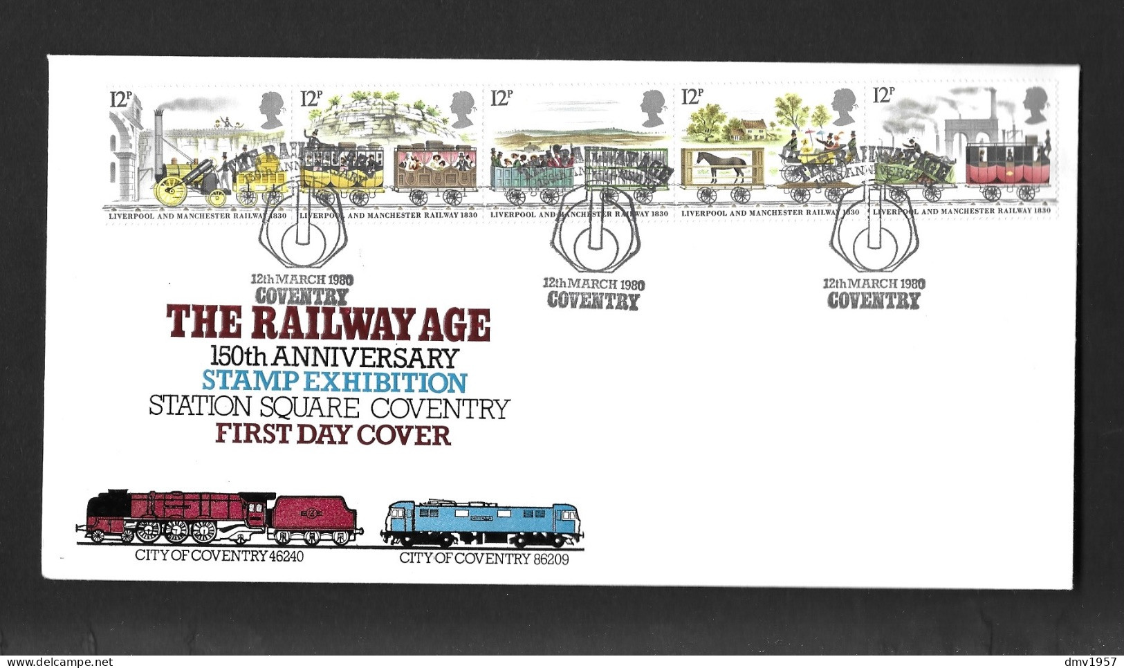 Great Britain 1980 150th Anniv Of Stamp Exhibition, Coventry, Liverpool, Manchester Railway - 1971-1980 Decimal Issues