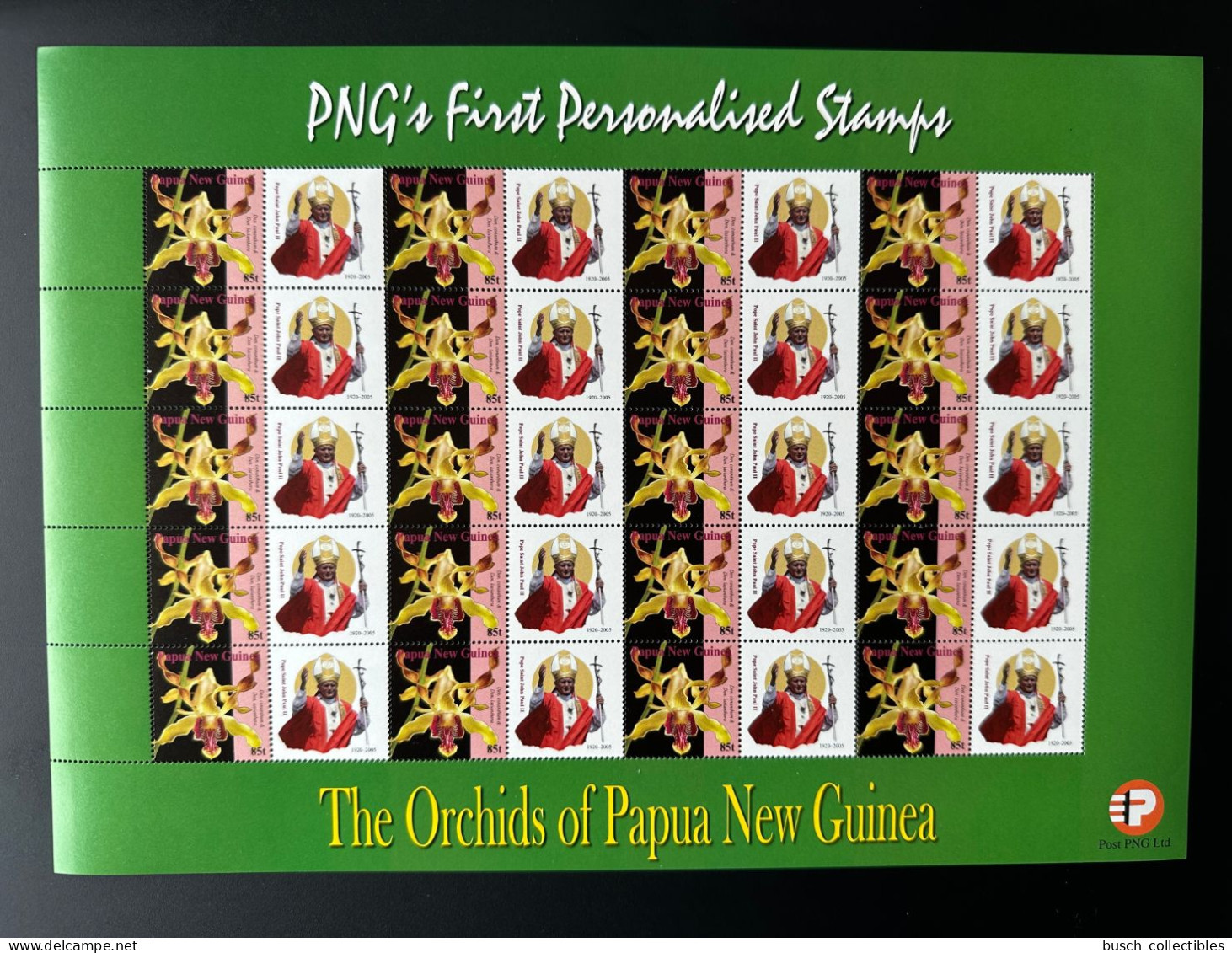 Papua New Guinea PNG 2007 Mi. 1244 Personalized Pope Pape Jean Johannes John Paul II Orchids Flowers - Papes