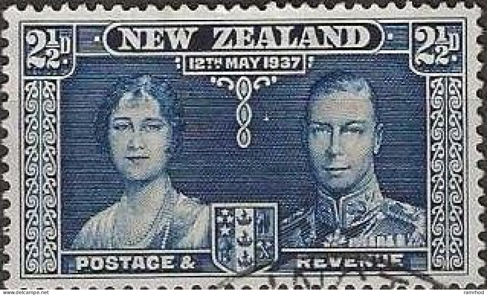 NEW ZEALAND 1937 Coronation - 21/2d King George VI And Queen Elizabeth FU - Usati