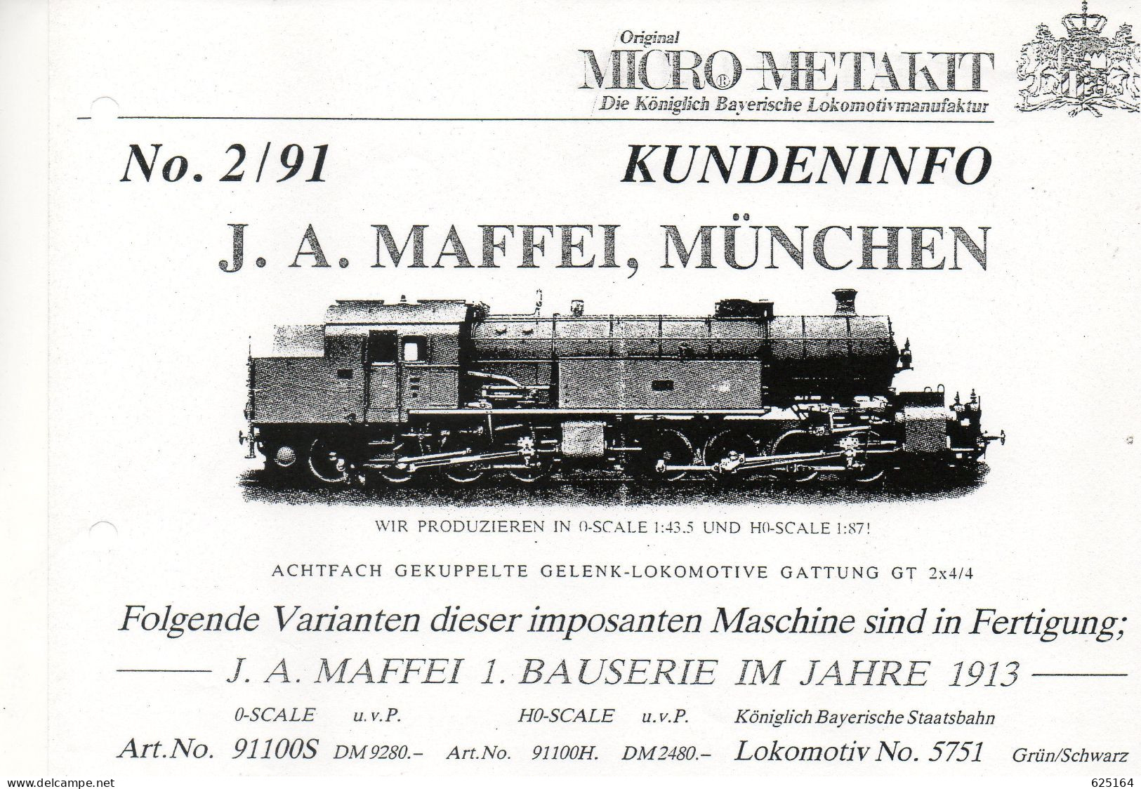 Catalogue MICRO-METAKIT 1991 2 Kundeninfo J.A.MAFFEI MÜNCHEN Varianten - Deutsch