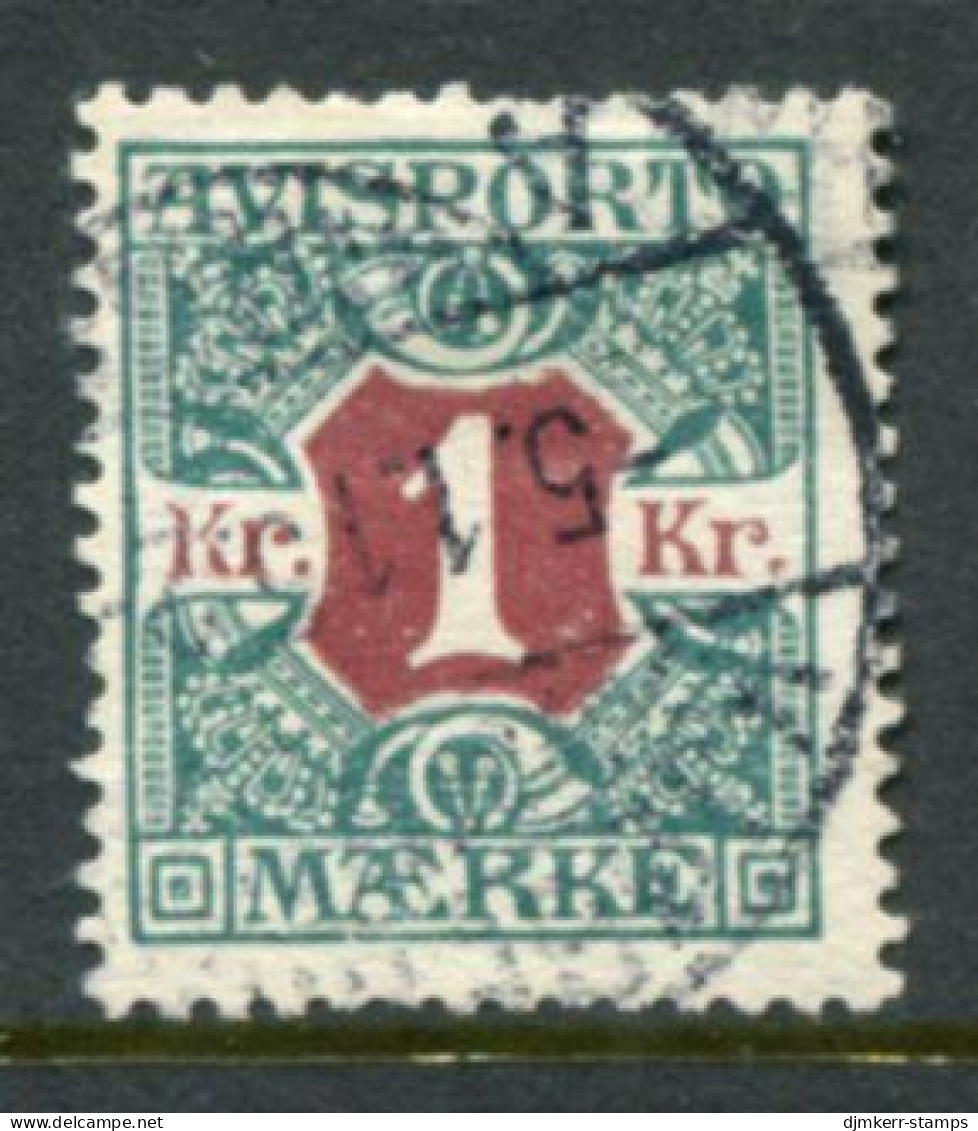 DENMARK 1914 Avisporto (newspaper Accounting Stamps) Perf. 14:14½  1 Kr.. Used.  Michel 8Y - Usati