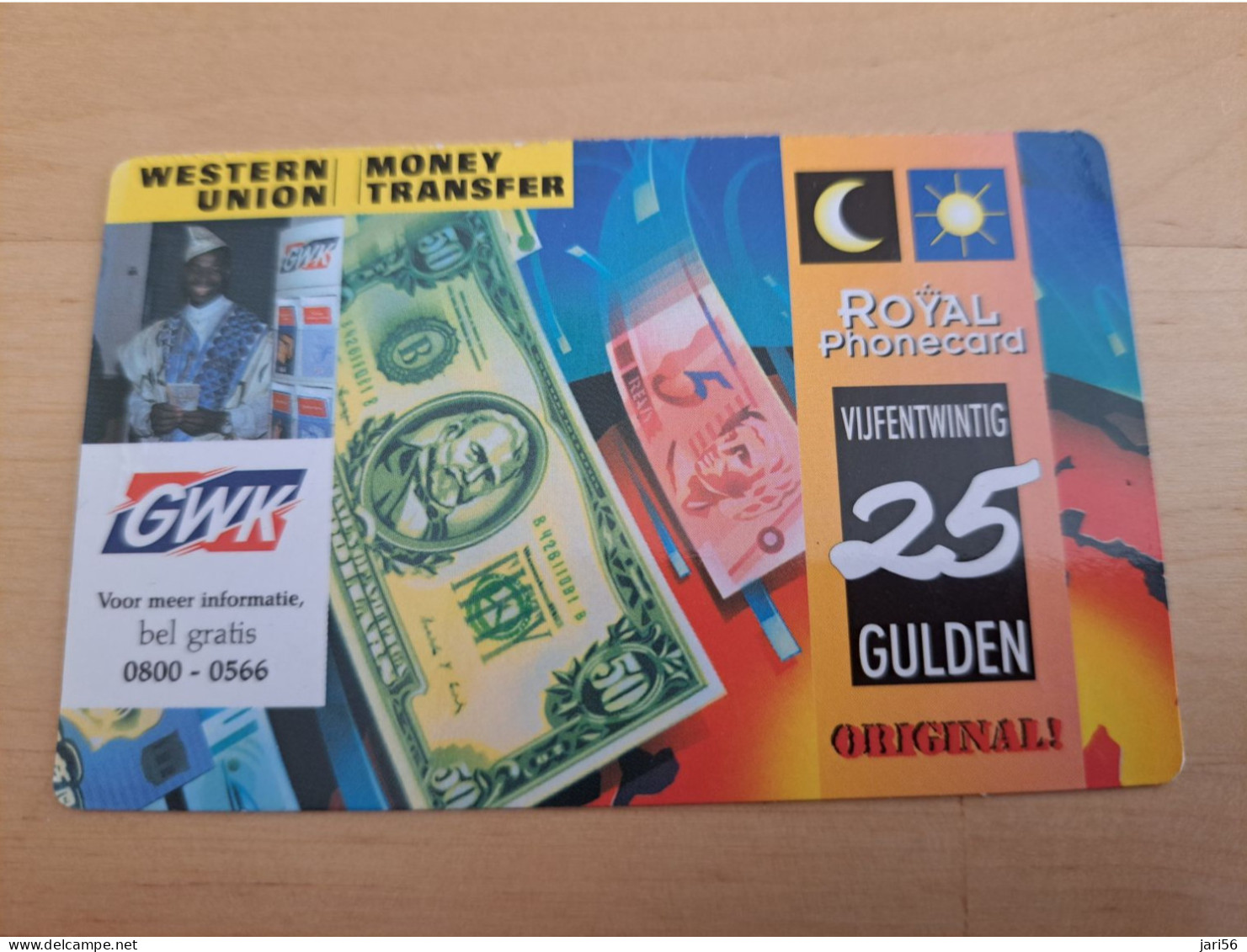 NETHERLANDS  PREPAID / HFL 25,- GWK/WESTERN UNION/ BANKNOTES ON CARD/ OLDER CARD ! / USED  CARD   ** 14844** - Cartes GSM, Prépayées Et Recharges