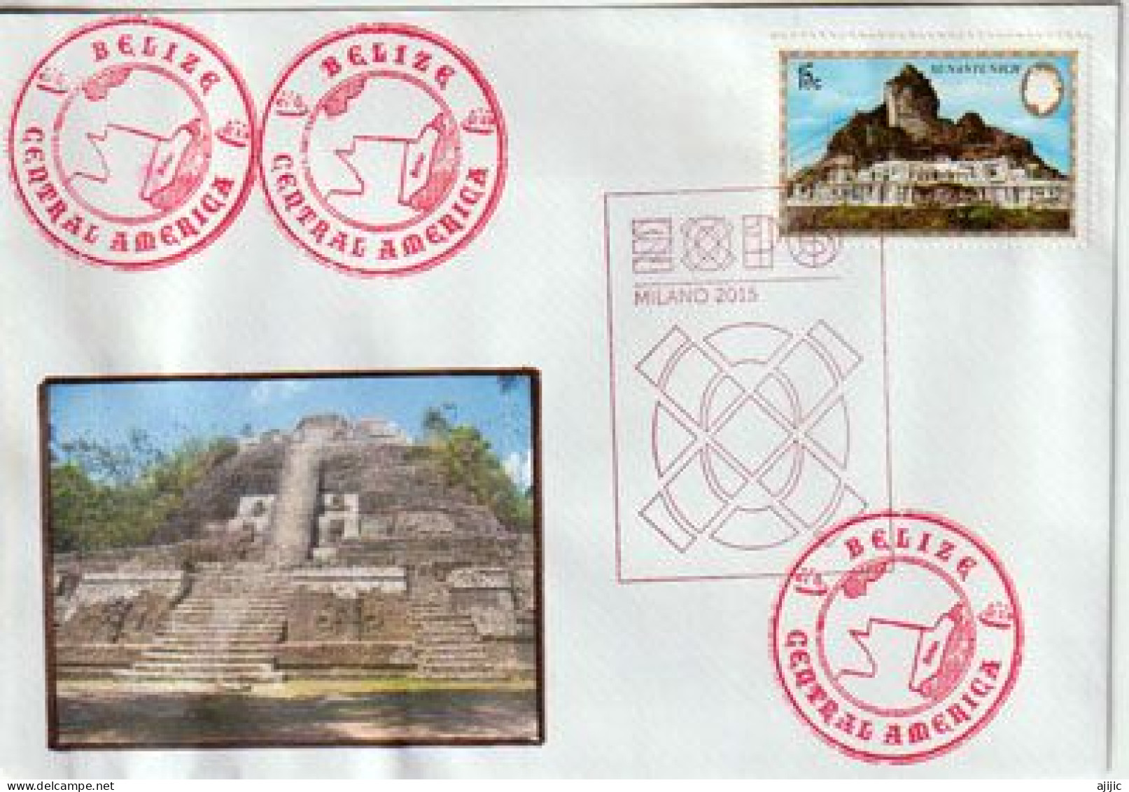 Xunantunich,site Archéologique Maya De Belize, Sur Lettre Pavillon De Belize à L'Expo Universelle Milan 2015 - Archéologie