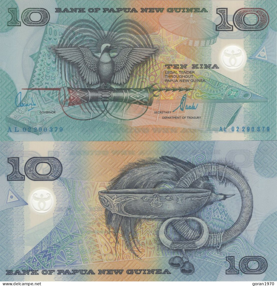 PAPUA NEW GUINEA 10 Kina 2002 UNC, P-26 Polymer - Papua New Guinea