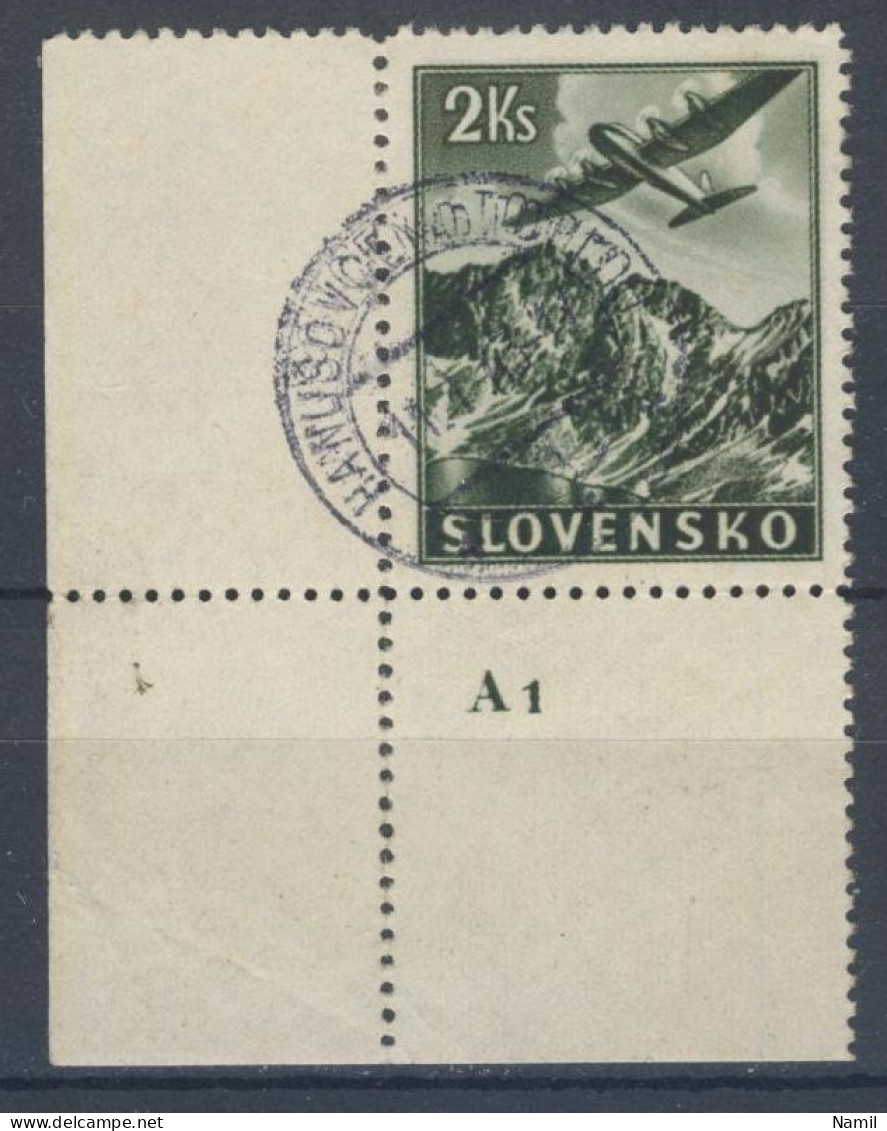 Slovaquie 1939 Mi 51 (Yv PA 4), Obliteré, Avec No De Planche A1 - Used Stamps