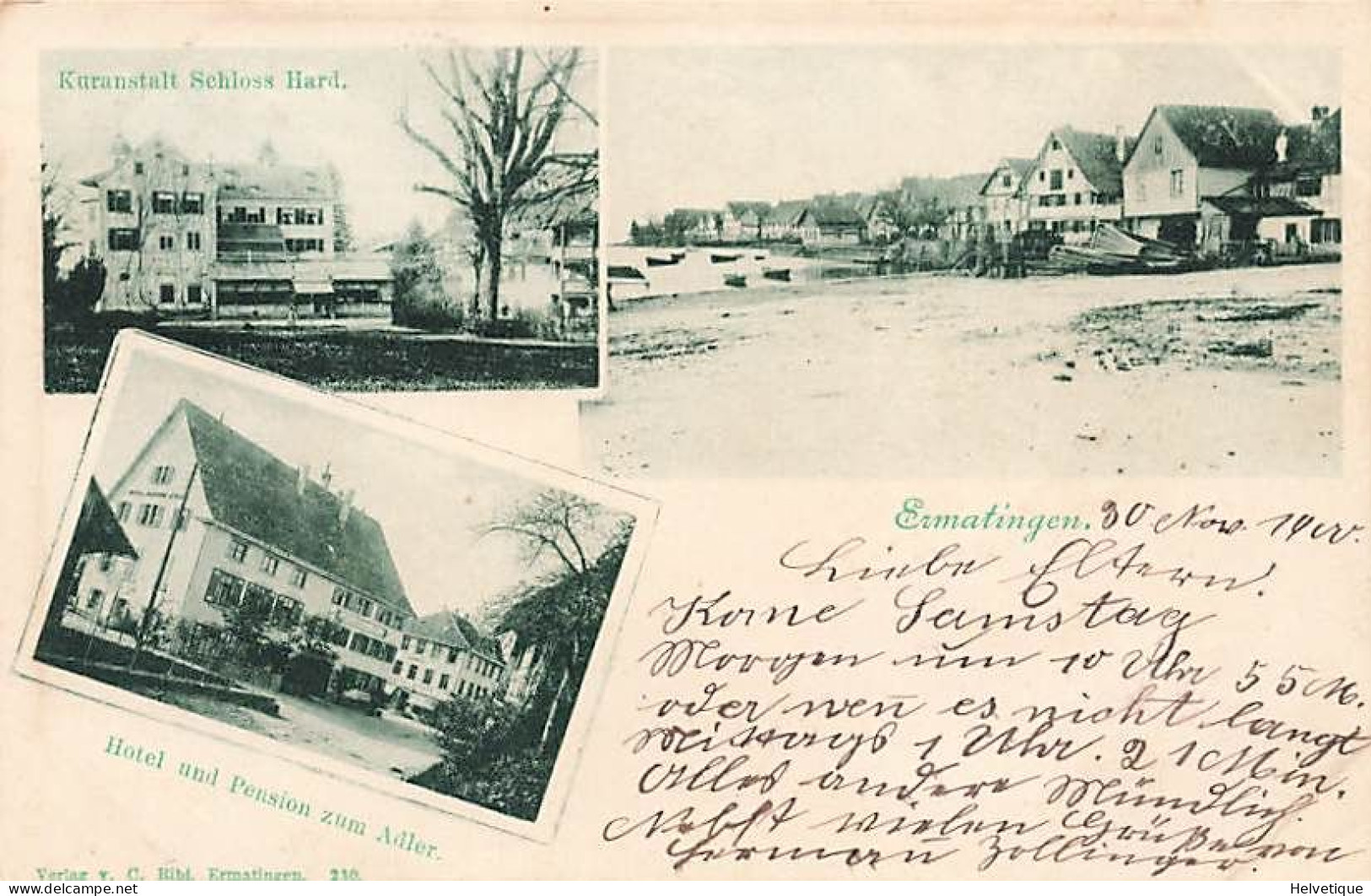 Ermatingen 1900 Kurhaus Schloss Hard Hotel Une Pension Zum Adler Linéaire ERMRATINGEN - Ermatingen