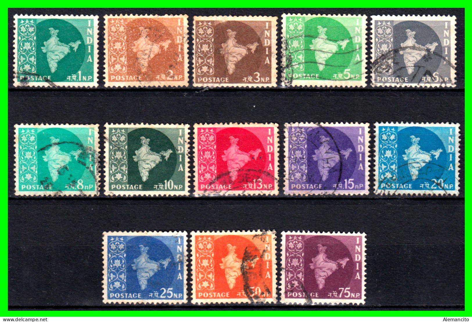 INDIA – ( ASIA ) – LOTE 13 SELLOS DIFERENTES VALORES DEL AÑO 1957 - Used Stamps