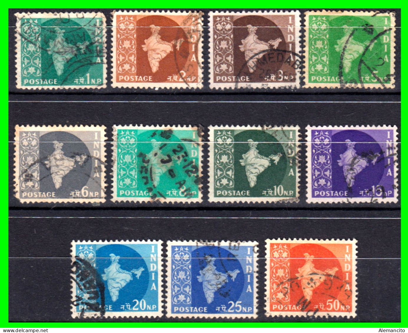 INDIA – ( ASIA ) – LOTE 11 SELLOS DIFERENTES VALORES DEL AÑO 1957 - Used Stamps