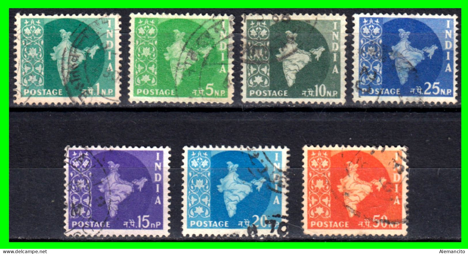 INDIA – ( ASIA ) – LOTE 7 SELLOS DIFERENTES VALORES DEL AÑO 1957 - Used Stamps