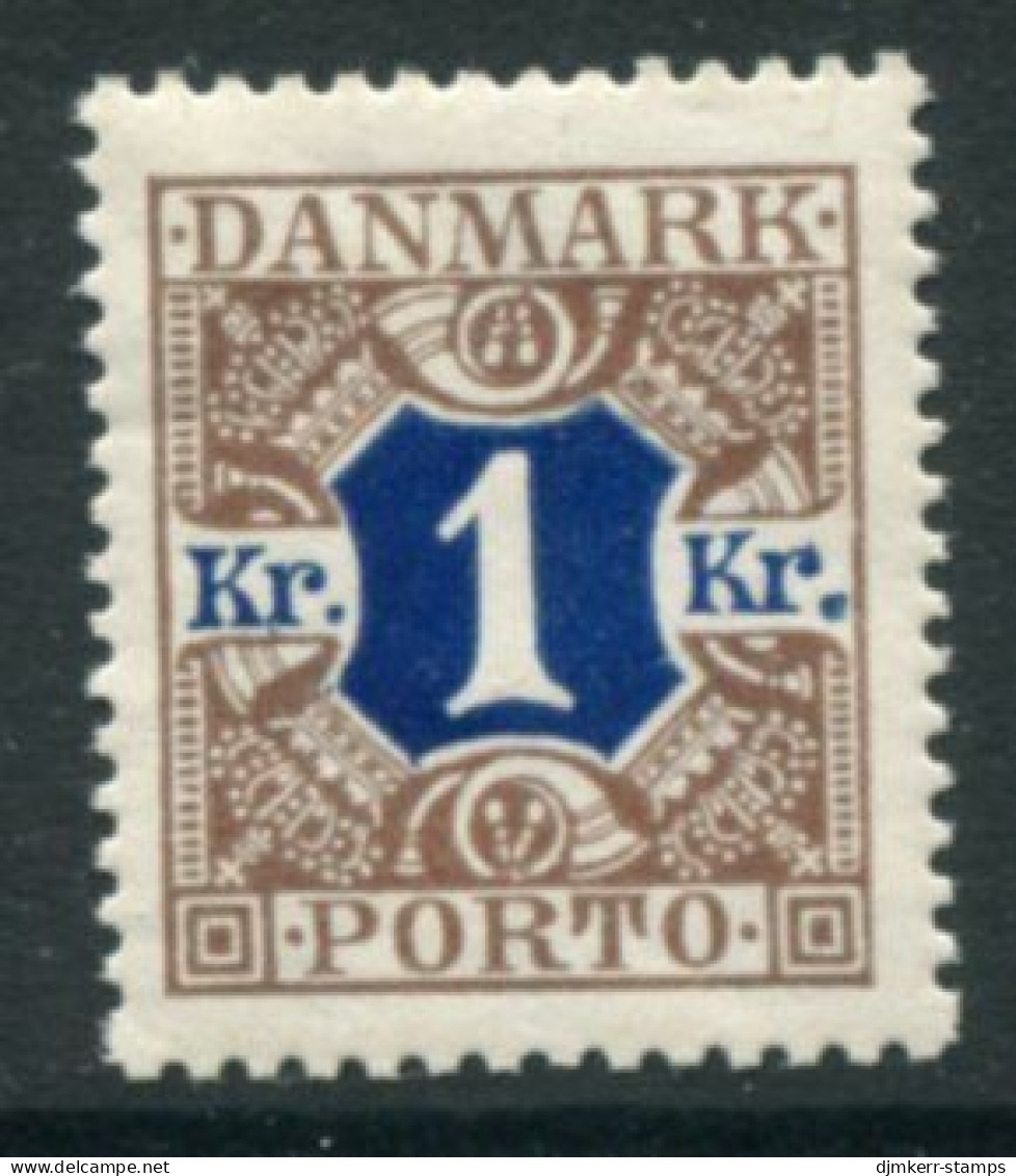 DENMARK 1921-27 Postage Due Numeral And Crowns 1 Kr Brown/blue  MNH / **.  Michel Porto 18 - Postage Due