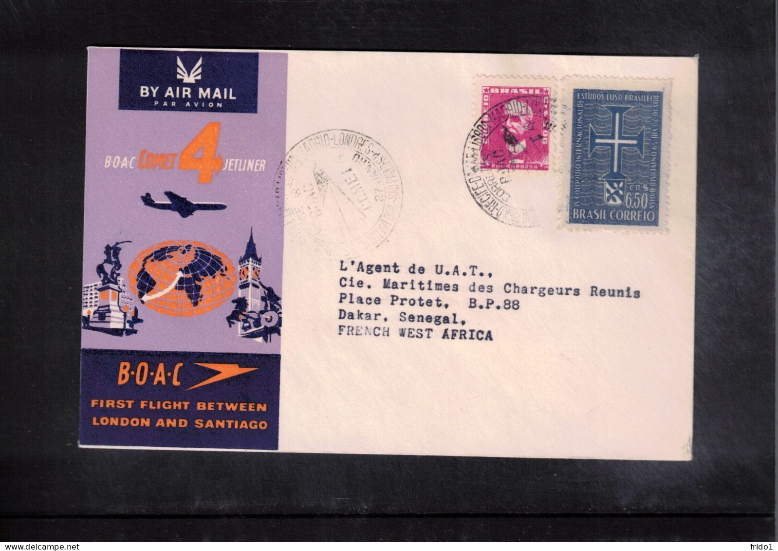 Brazil 1960 BOAC Comet 4 Jetliner First Flight Sao Paulo - Dakar - Brieven En Documenten