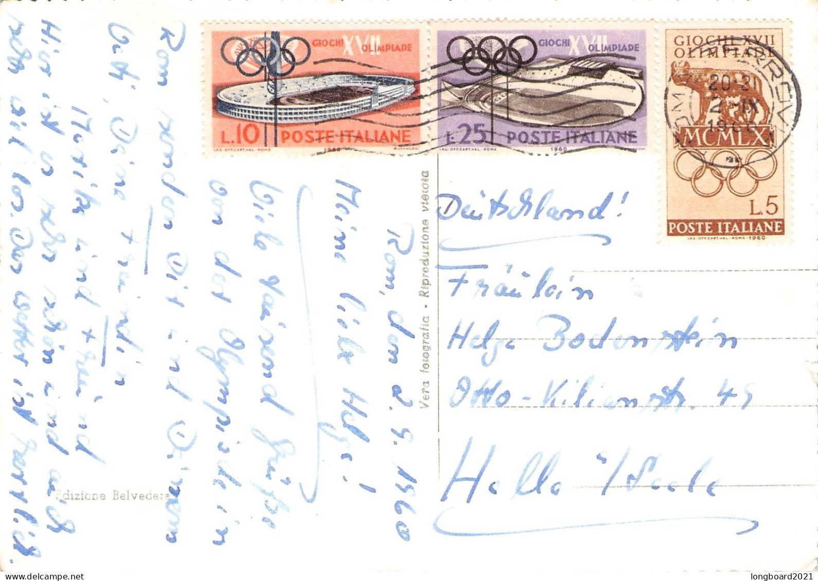 ITALY - PICTURE POSTCARD OLYMPICS 1966 - HALLE/GDR Mi 1064, 1065, 1066 / 2079 - 1946-60: Marcophilia