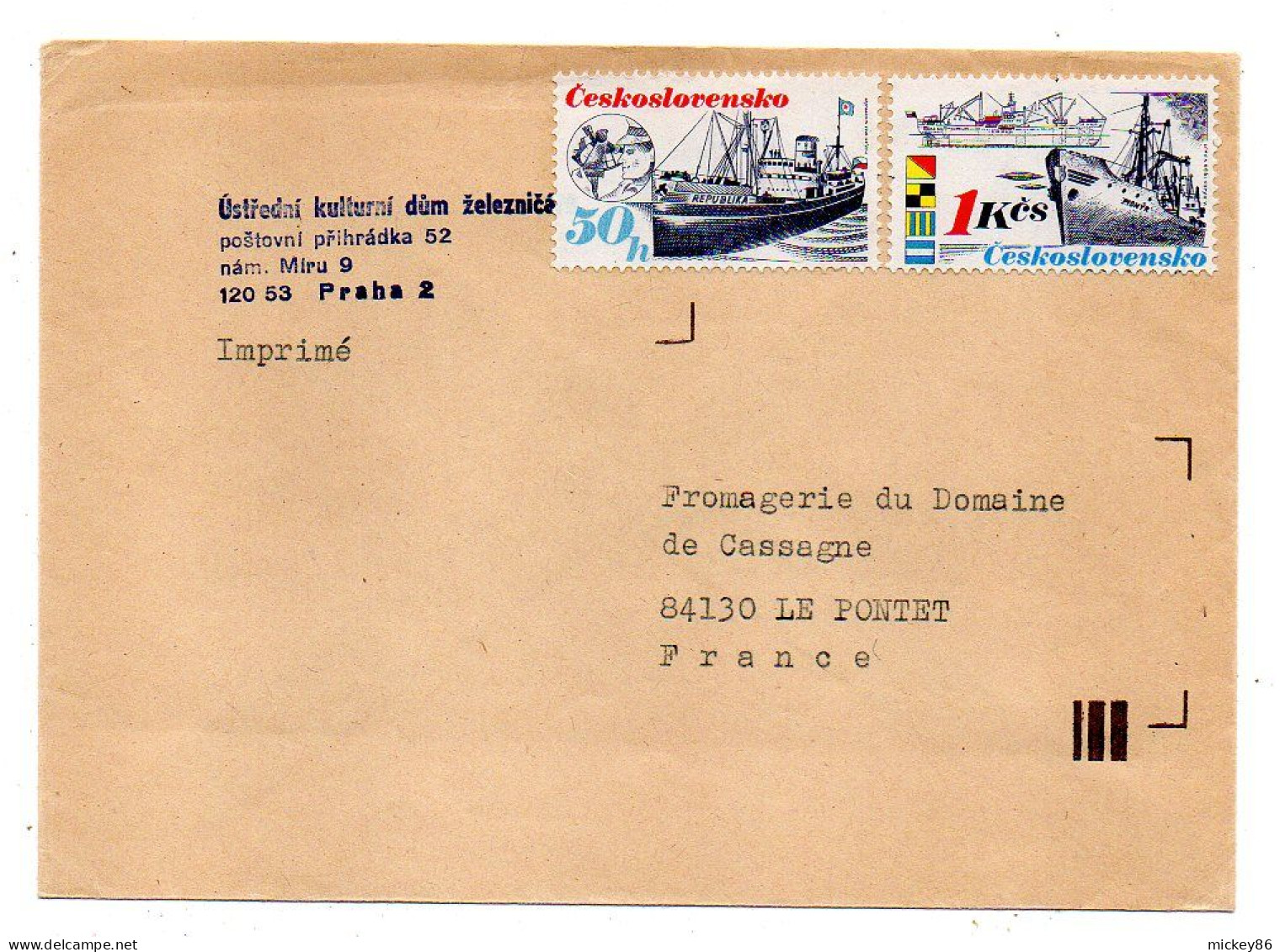 Beaux Timbres Bateaux Sur Lettre "Imprimé" De Prague Pour LE PONTET-84 ........pas De  Cachet - Bateaux