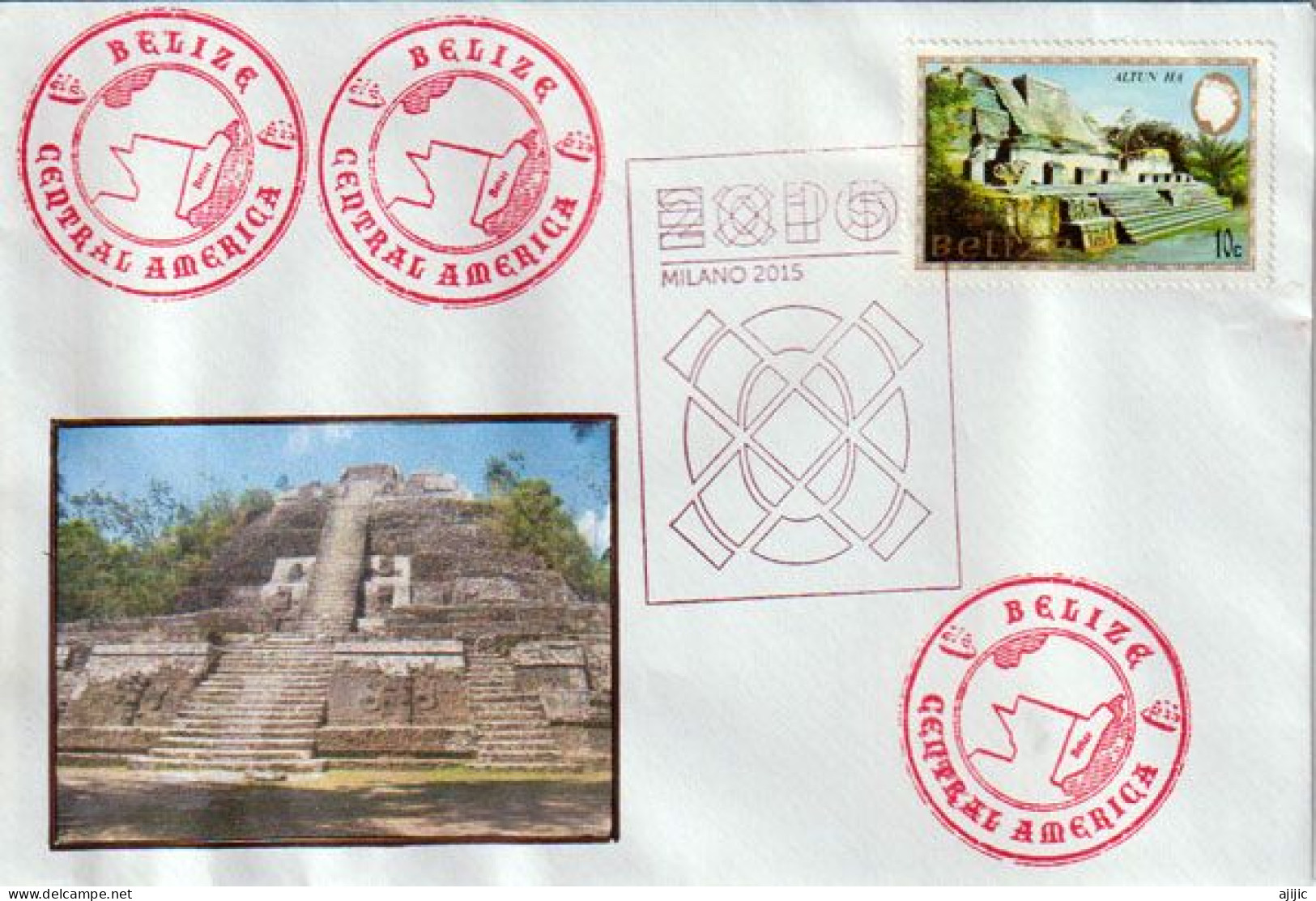 Altun Ha,site Archéologique Maya De Belize, Sur Lettre Pavillon De Belize à L'Expo Universelle Milan 2015 - 2015 – Milan (Italy)
