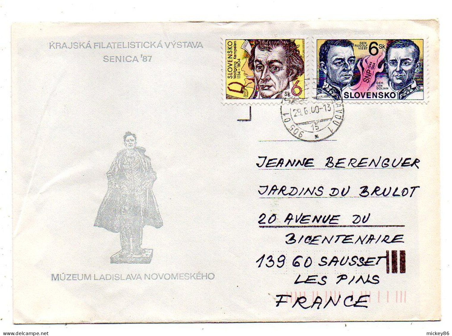 Slovaquie--2000--LJUBLJANA  Pour SAUSSET LES PINS-13 (France) ..Beaux Timbres ....cachet - Lettres & Documents