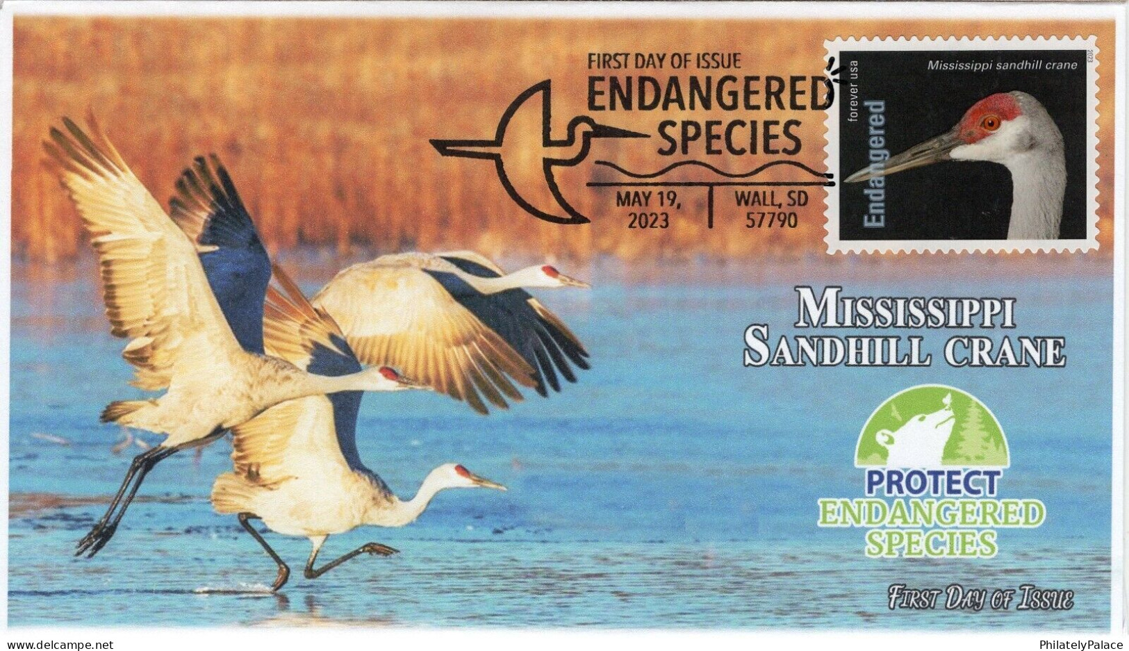 USA 2023 Mississippi Sandhill Crane, River, Endangered Species, Bird,Pictorial Postmark, FDC Cover (**) - Lettres & Documents