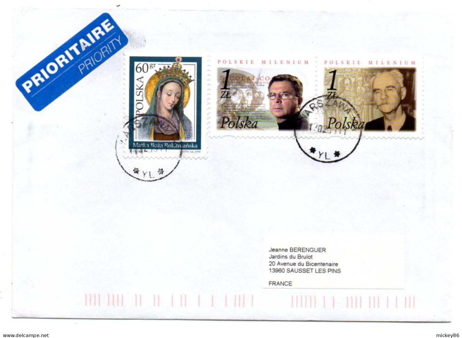 Pologne-2003-lettre De WARSZAWA Pour SAUSSET LES PINS-13(France)..beaux Timbres.....cachet - Storia Postale