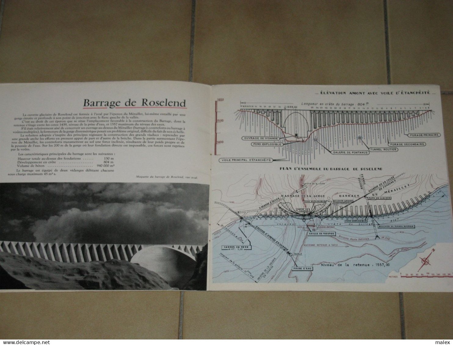 SAVOIE / PLAQUETTE ELECTRICITE DE FRANCE  Sur L'aménagement De ROSELEND   - Usines , Adductions , Barrage Etc - Europe