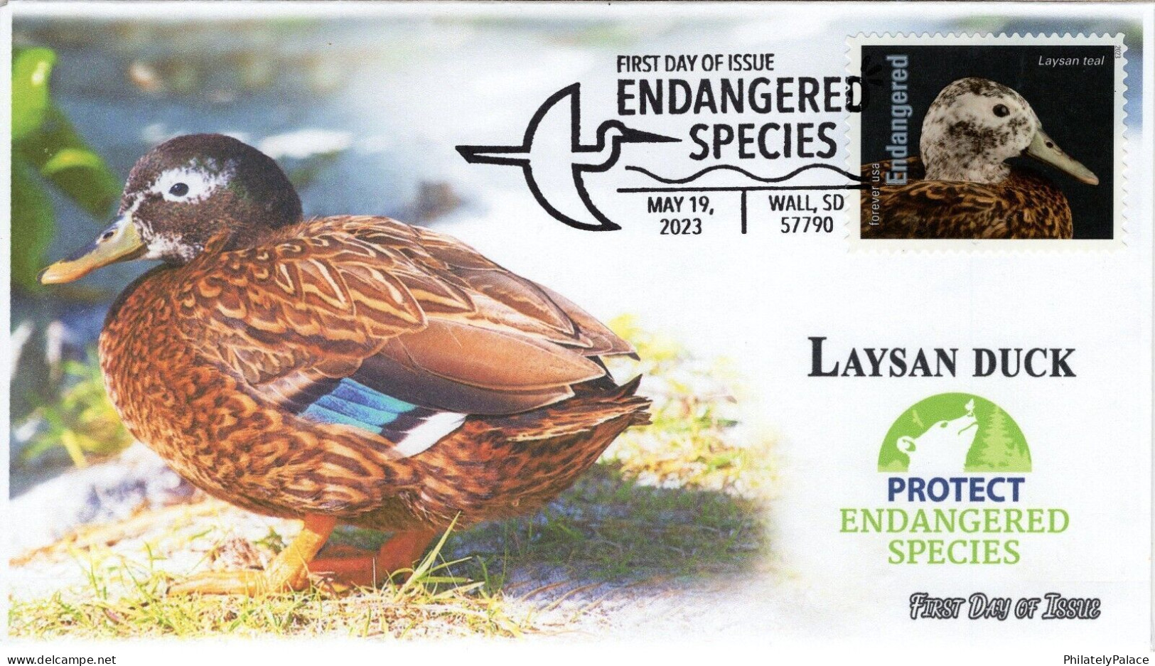 USA 2023 Laysan Duck, River, Endangered Species, Bird,Pictorial Postmark, FDC Cover (**) - Briefe U. Dokumente