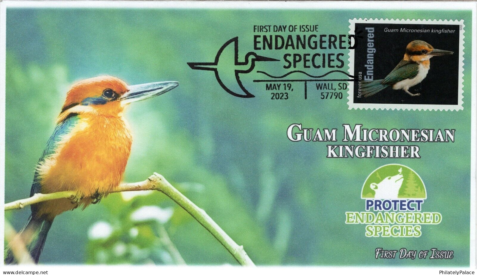 USA 2023 Guam Micronesian Kingfisher, River, Endangered Species, Bird,Pictorial Postmark, FDC Cover (**) - Briefe U. Dokumente