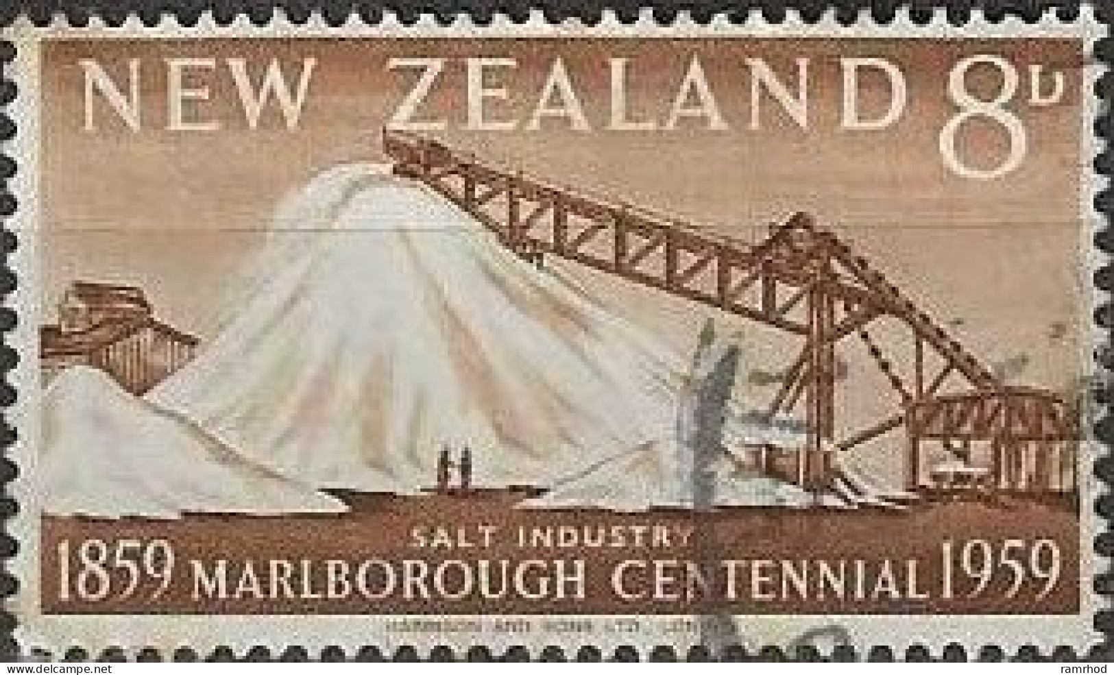 NEW ZEALAND 1959 Centenary Of Marlborough Province. - 8d. Salt Industry, Grassmere FU - Usati