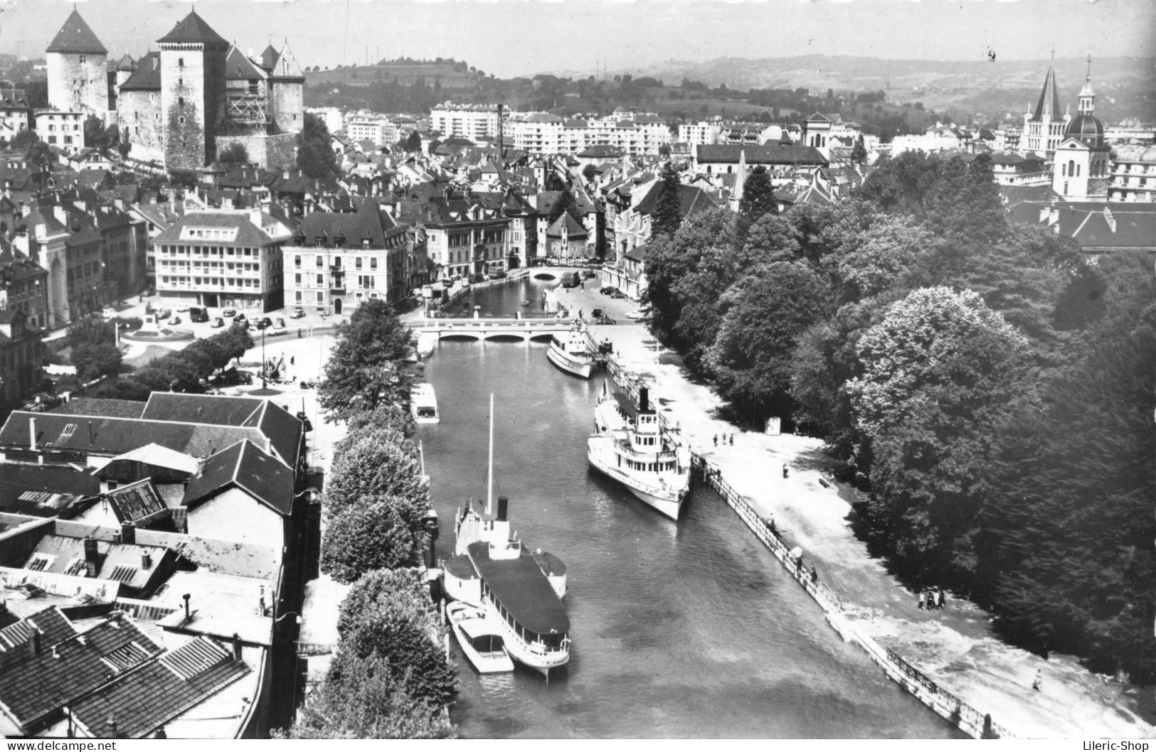 Annecy (Haute-Savoie), Le Château Et Le Port Vus D'avion - Cpsm Dentelée PF 1964 - Annecy