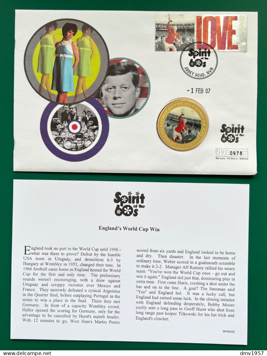 Great Britain 2007 Spirit Of The 60's England's World Cup Win Coin Cover (0978) - 2001-2010. Decimale Uitgaven