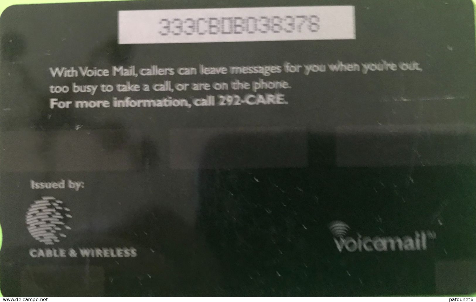 Autres AMERIQUE  -  Caribbean Phone Card  .. Or Get Voice Mail  -   $ 20 - Autres - Amérique