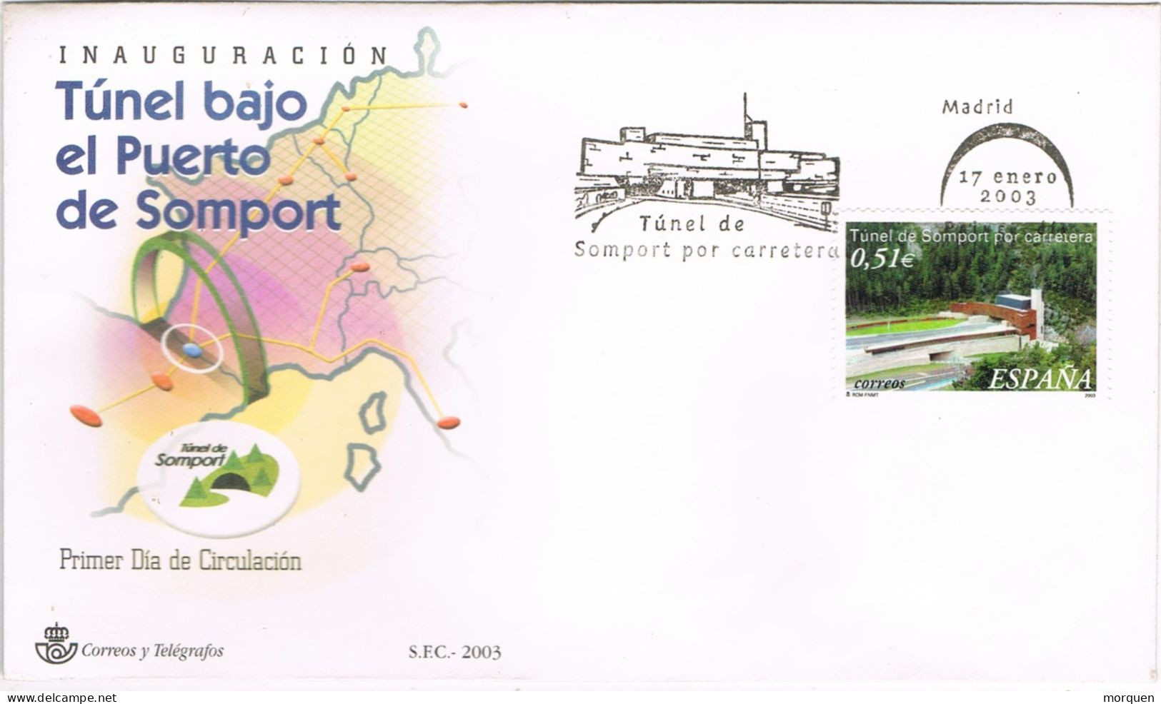 51352. Carta F.D.C. MADRID 2003. Inauguracion Tunel Puerto De SOMPORT - Storia Postale