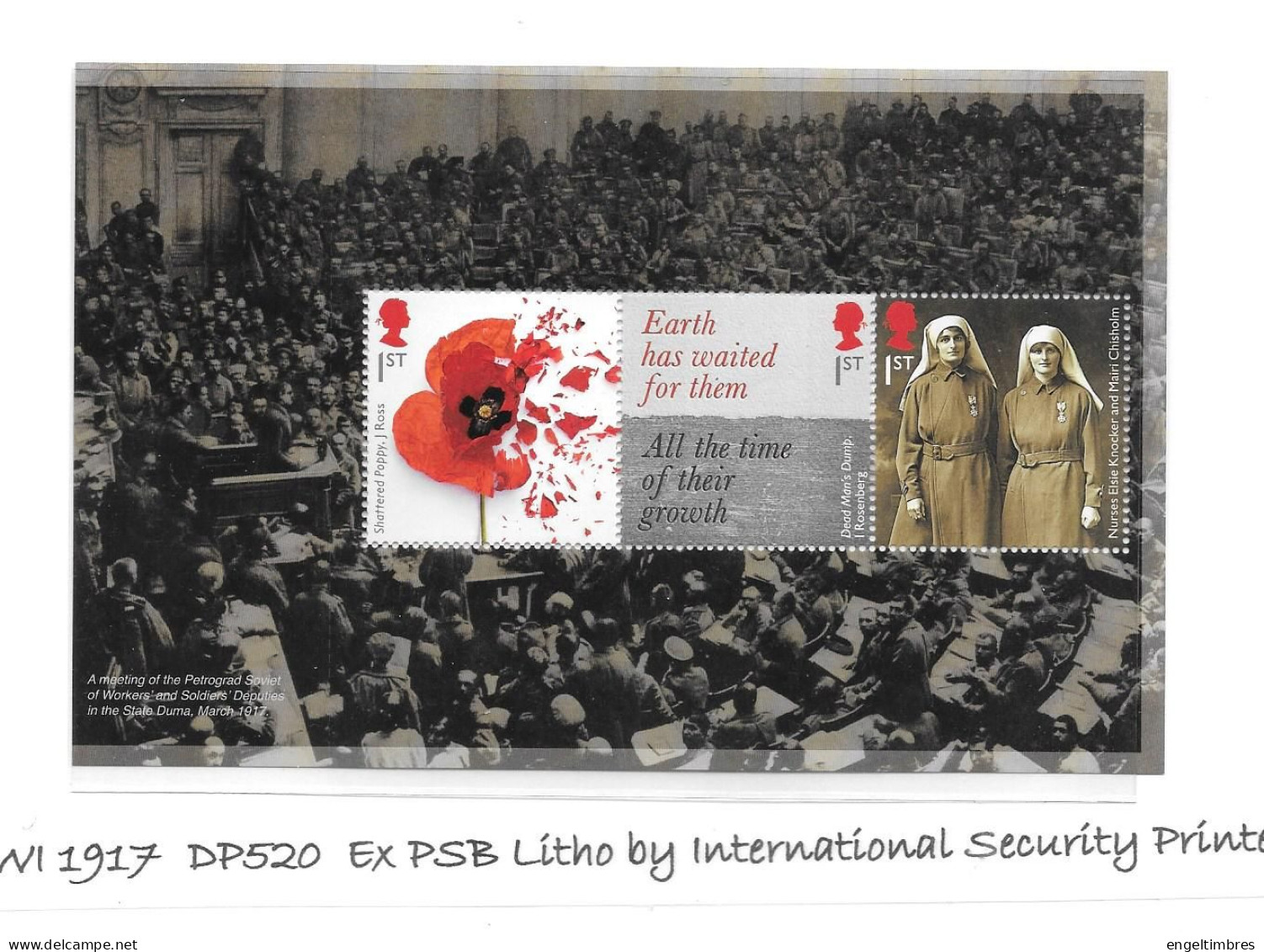 GB    WW1  -  1917/2017   Pane DP520 Ex Prestige Book   - See Scan - Unused Stamps