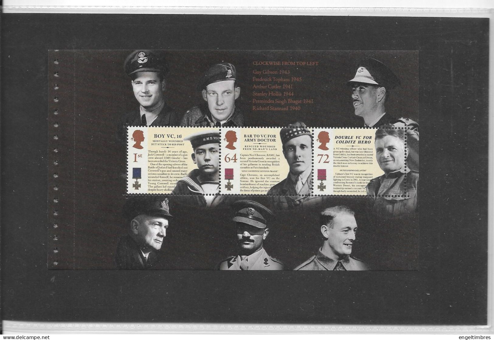 GB    WW1  -  1917/2017   Pane  VICTORIA CROSS WINNERS PART 1 _  Ex Prestige Book   - See Scan - Unused Stamps