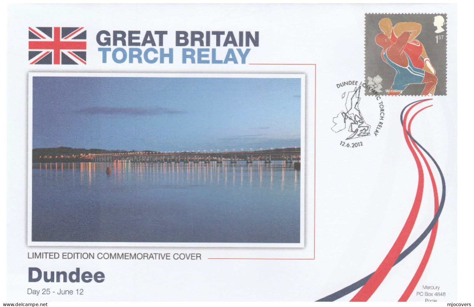 2012 Ltd Edn DUNDEE OLYMPICS TORCH Relay COVER London OLYMPIC GAMES Sport WRESTLING Stamps GB - Lotta