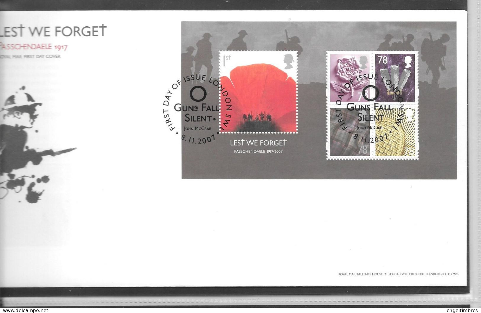 Gb   WW1 19172017   " Lest We Forget'  Minisheet   On FDC NOTES SEE NOTES - Storia Postale