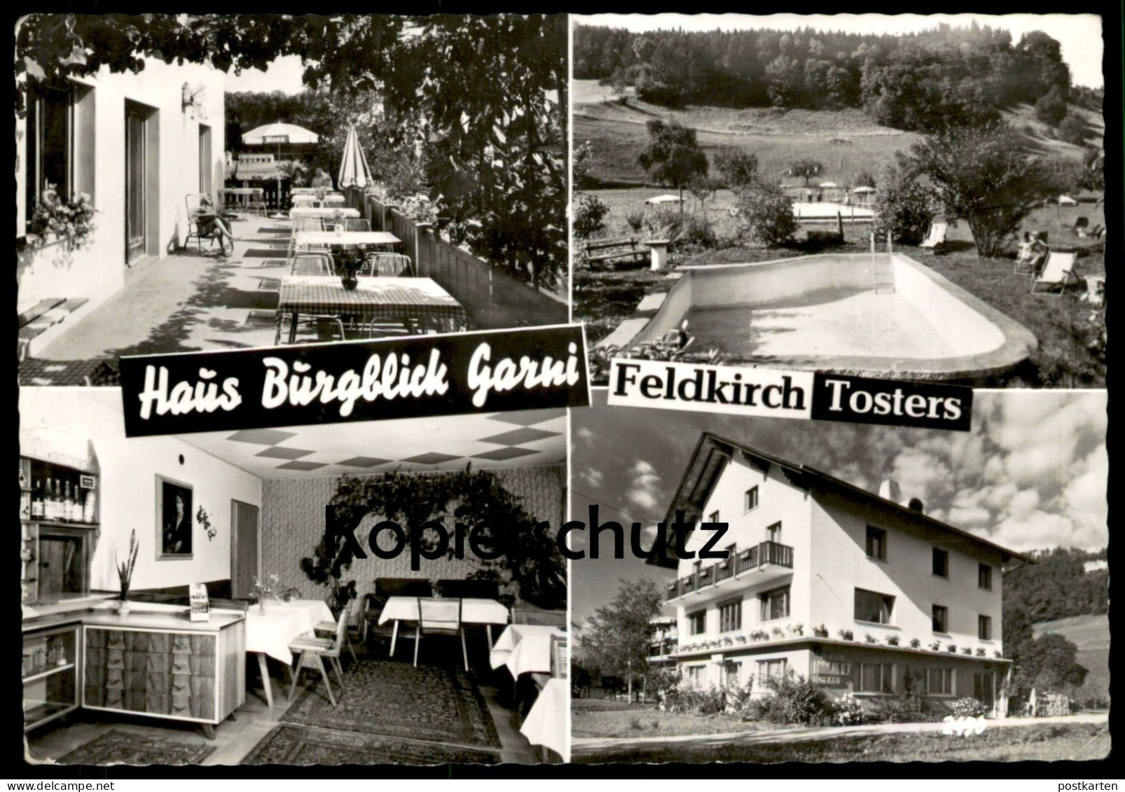 ÄLTERE POSTKARTE FELDKIRCH TOSTERS HAUS BURGBLICK GARNI FAMILIE EGON GEIGER POOL Vorarlberg Ansichtskarte Cpa Postcard - Feldkirch