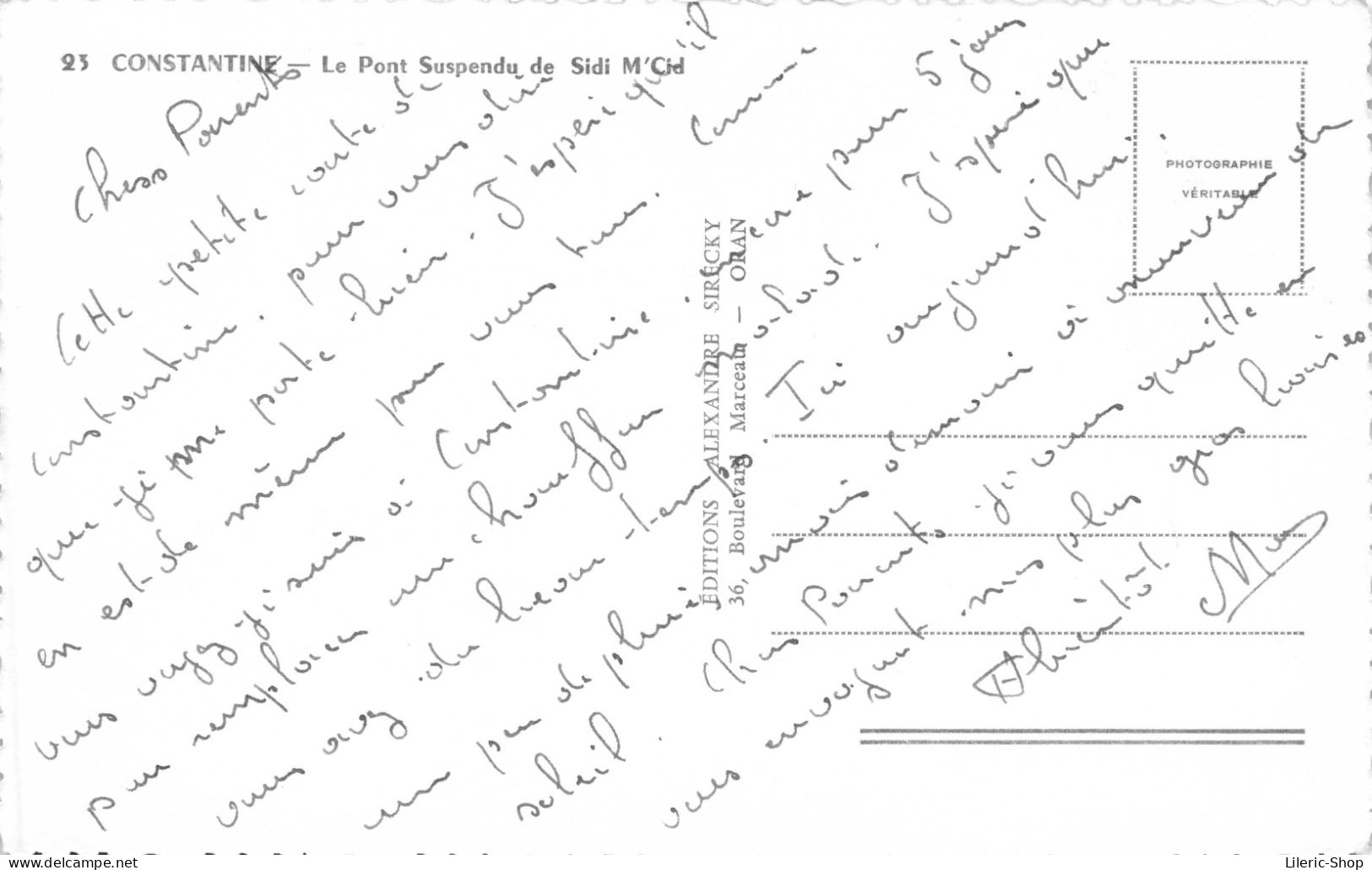 CONSTANTINE - Le Pont Suspendu, Ou Passerelle De Sidi M'Cid Cpsm Dentelée PF - Constantine