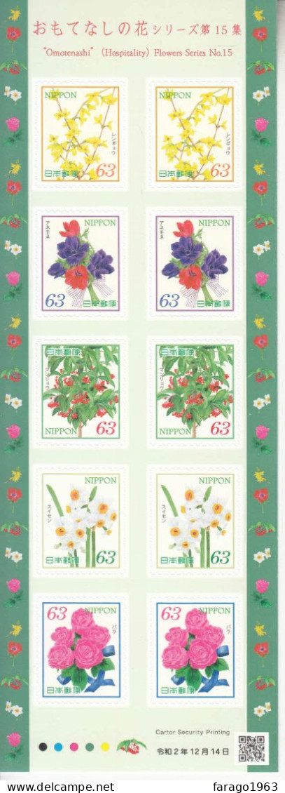 2020 Japan Hospitality Flowers Series (15) Complete Sheet Of 10 MNH @ BELOW FACE VALUE - Ongebruikt