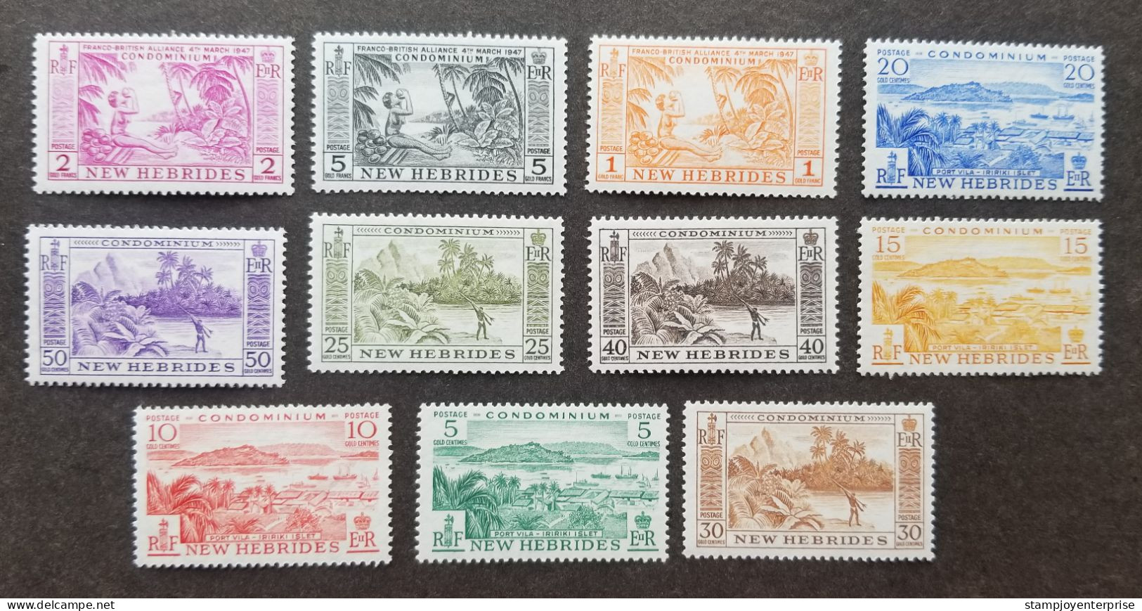 New Hebrides Definitive 1957 Beach Island Coconut Harvest Definitives (stamp) MNH *recess - Other & Unclassified
