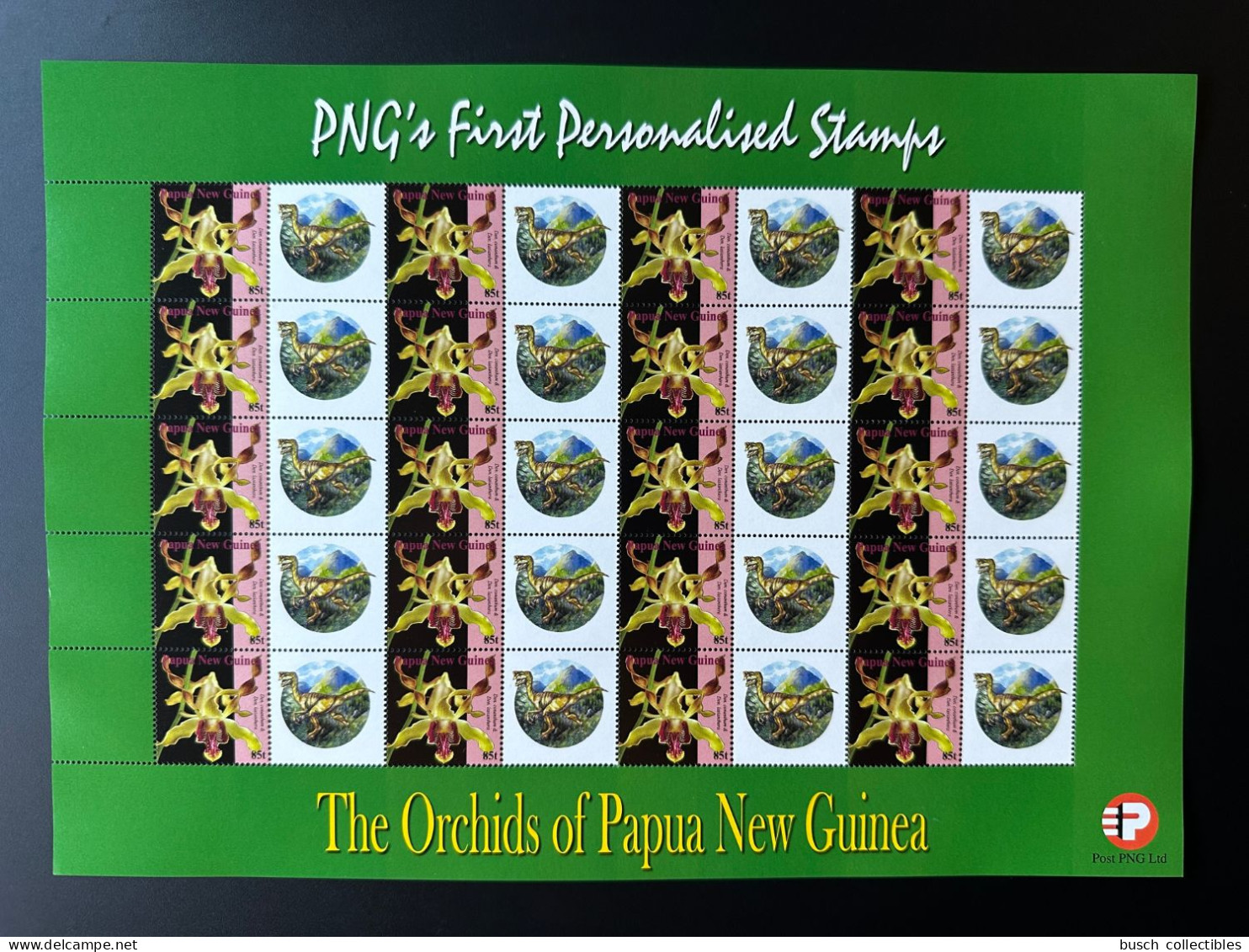 Papua New Guinea PNG 2007 Mi. 1244 Personalized Dinosaures Dinosaurs Dinosaurier Orchids Flowers - Orchidées